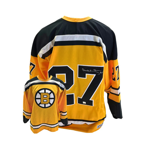 Bobby Orr Signed Boston Bruins 1966 Yellow Vintage CCM Rookie #27 Jersey - Frameworth Sports Canada 