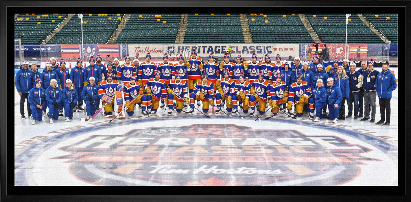 Edmonton Oilers Framed 14x29 Canvas 2023 Heritage Classic-H