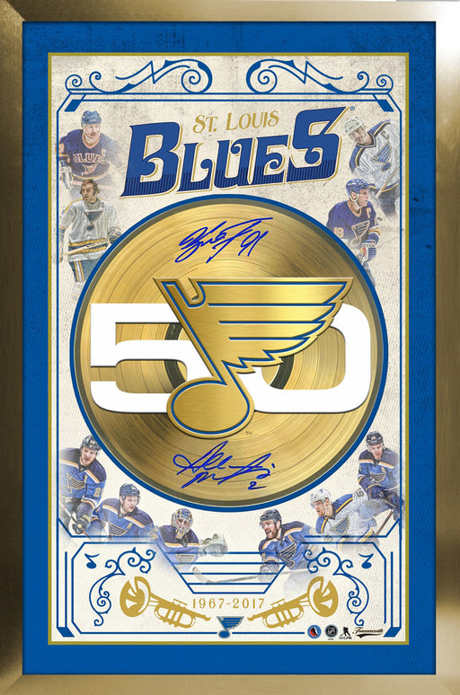 St. Louis Blues 50th Anniversary Collage Signed By Al MacInnis and Vladimir Tarasenko - Frameworth Sports Canada 