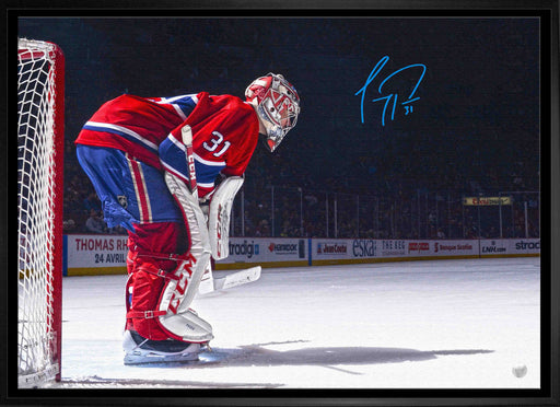 Carey Price Signed 20x29 Canvas Framed Canadiens Red Dark Background - Frameworth Sports Canada 