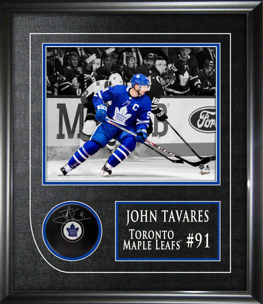 John Tavares Signed Framed Toronto Maple Leafs Puck - Frameworth Sports Canada 