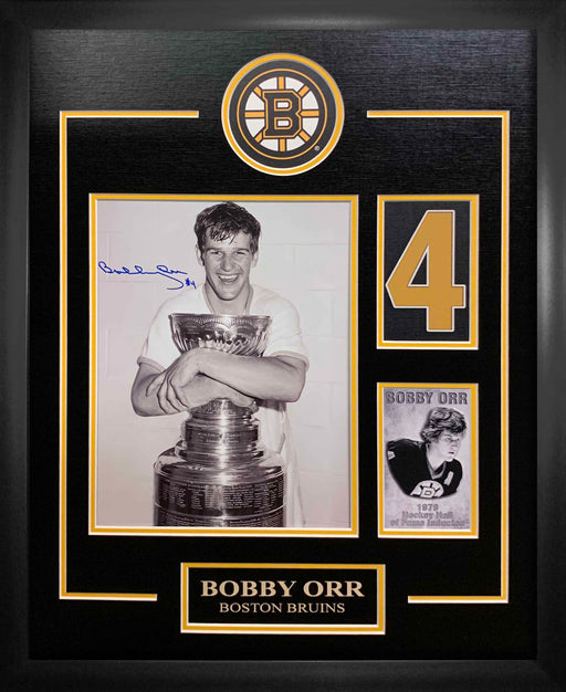 Bobby Orr Signed 9x12 Hugging Cup Framed Collage - Frameworth Sports Canada 