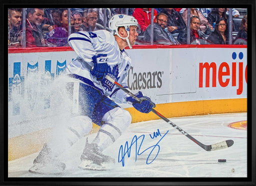 Morgan Rielly Toronto Maple Leafs Signed Framed 20x29 Spraying Ice Canvas - Frameworth Sports Canada 