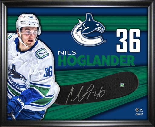 Nils Hoglander Signed PhotoGlass Framed Vancouver Canucks Stickblade - Frameworth Sports Canada 