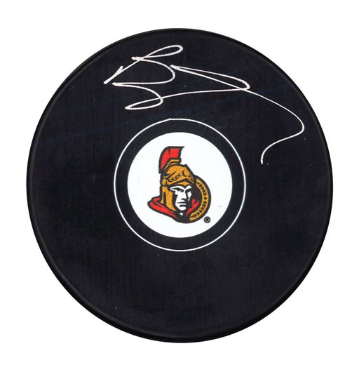 Brady Tkachuk Signed Ottawa Senators Puck with Old Logo - Frameworth Sports Canada 