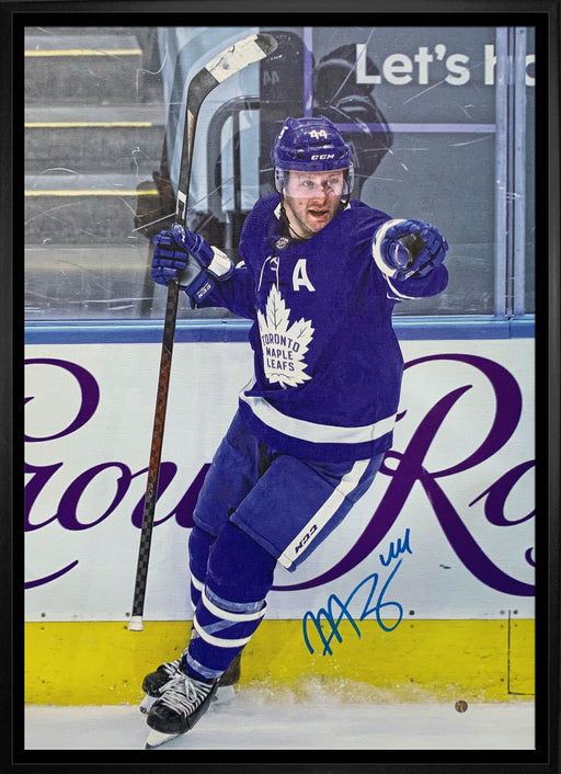 Morgan Rielly Toronto Maple Leafs Signed Framed 20x29 Goal Celebration Pointing Canvas - Frameworth Sports Canada 