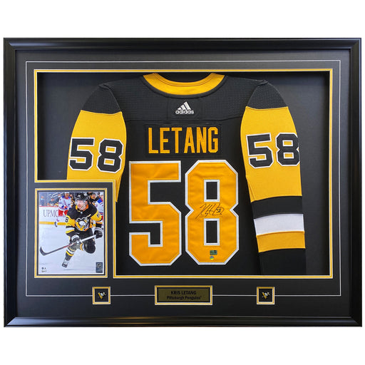Kris Letang Signed Framed Pittsburgh Penguins Black Adidas Authentic Jersey - Frameworth Sports Canada 