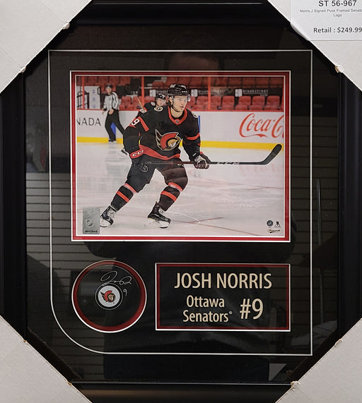 Josh Norris Signed Framed Ottawa Senators Puck - Frameworth Sports Canada 