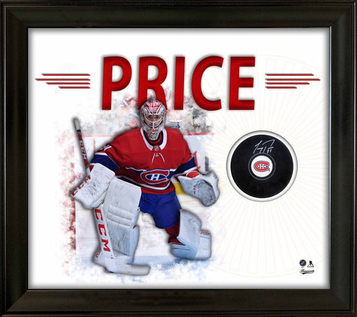 Carey Price Signed White PhotoGlass Framed Montreal Canadiens Puck - Frameworth Sports Canada 