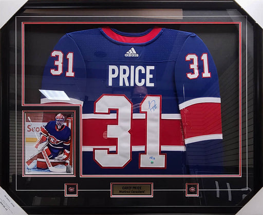 Carey Price Signed Framed Montreal Canadiens Blue Reverse Retro Adidas Authentic Jersey - Frameworth Sports Canada 