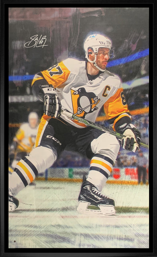 Sidney Crosby Pittsburgh Penguins Signed Framed 36x60 Action Gallery Edition Canvas - Frameworth Sports Canada 