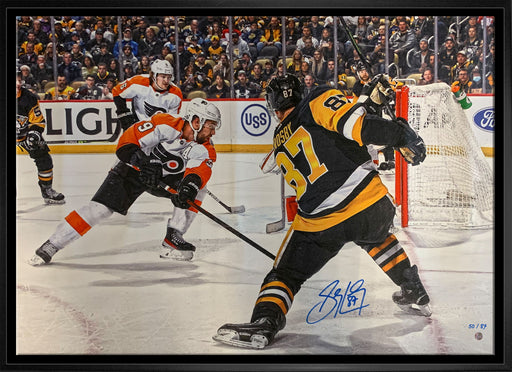 Sidney Crosby Signed Framed Pittsburgh Penguins 20x29 Shooting his 500th Goal Canvas (Limited Edition of 87) - Frameworth Sports Canada 