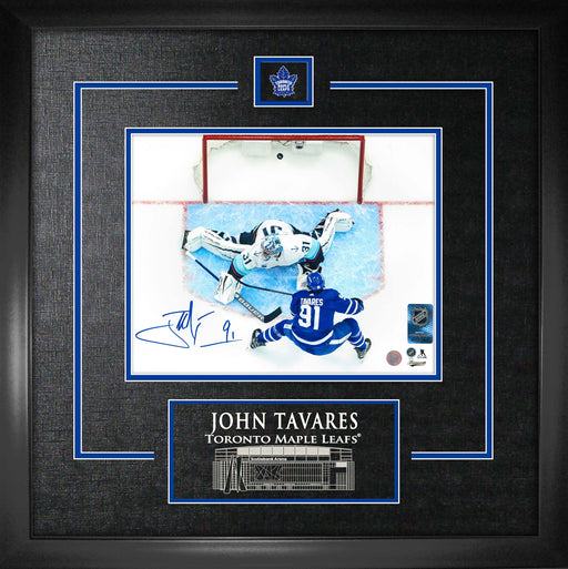 John Tavares Toronto Maple Leafs Signed Framed 8x10 Scoring Overhead Photo - Frameworth Sports Canada 