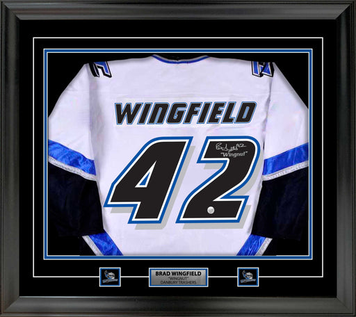 Brad Wingfield Signed Framed Danbury Trashers White Game Model Jersey - Frameworth Sports Canada 