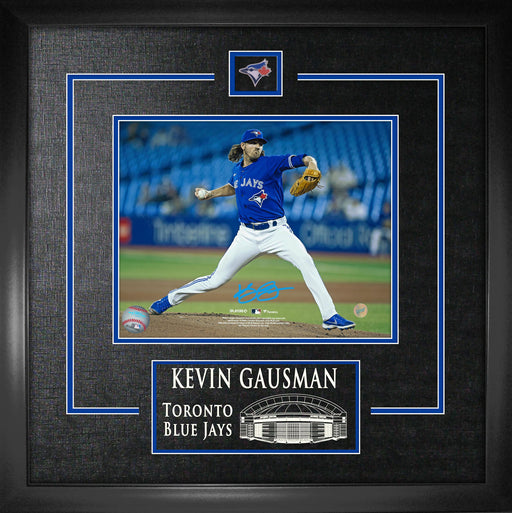 Kevin Gausman Signed Framed 8x10 Toronto Blue Jays Blue Wind Up Front view Photo - Frameworth Sports Canada 