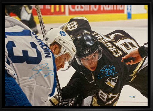 Sidney Crosby and Mats Sundin Dual Signed Framed 20x29 Faceoff Canvas LE/87 - Frameworth Sports Canada 