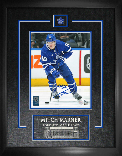 Mitch Marner Signed 8x10 Etched Mat Leafs Action Blue-V - Frameworth Sports Canada 