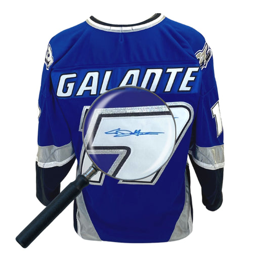 AJ Galante Signed Danbury Trashers Blue Game Model Jersey - Frameworth Sports Canada 